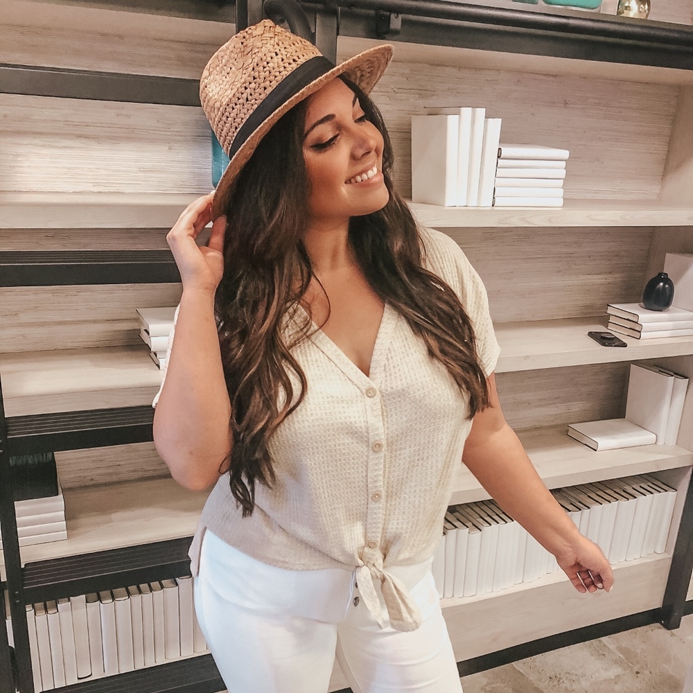 Jessica Waffle Knit Top | Taupe